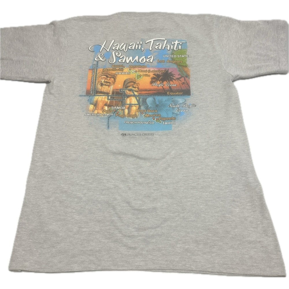 Princess Cruises Mens S Hawaii Tahiti Samoa Map Graphic Tee Gray Souvenir TShirt